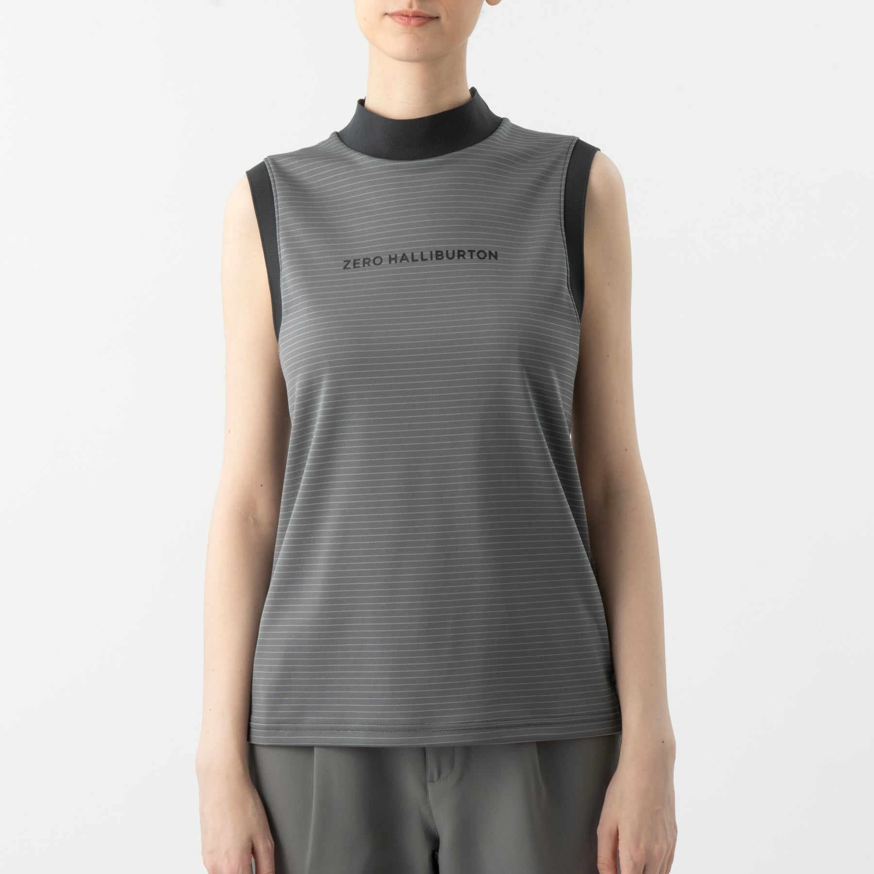 ZHG-W6S5b | Sleeveless Bordered Mockneck  85218