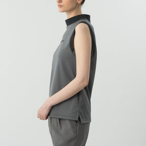 ZHG-W6S5b | Sleeveless Bordered Mockneck  85218