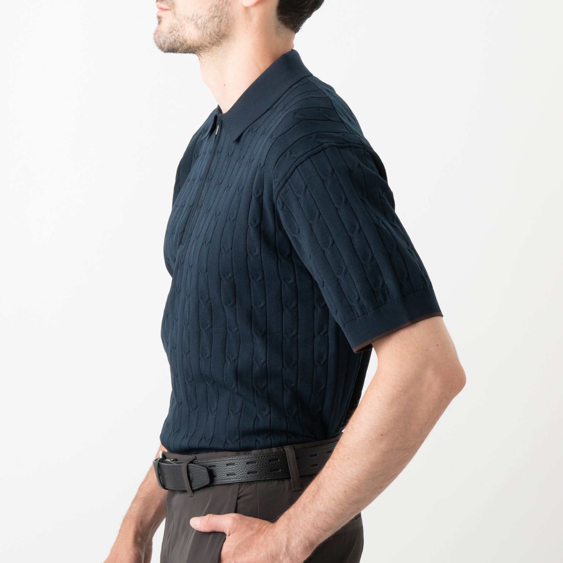ZHG-M6A4d | SOLOTEX® Cable-Knit Polo Shirts 85362