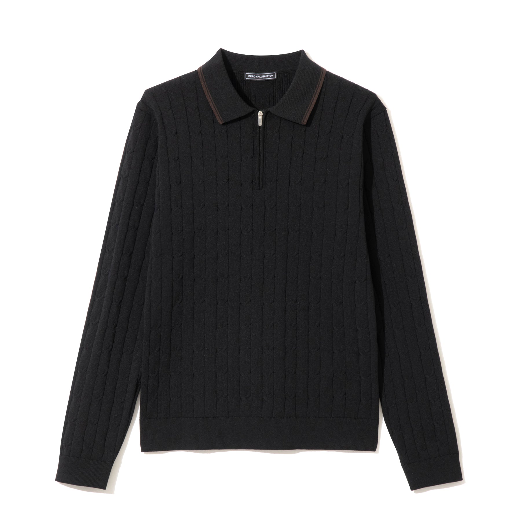 ZHG-W6A4c | SOLOTEX® Cable-Knit Long Sleeve Polo Shirts 85379