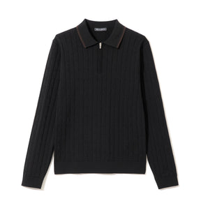 ZHG-W6A4c | SOLOTEX® Cable-Knit Long Sleeve Polo Shirts 85379