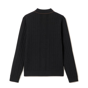 ZHG-W6A4c | SOLOTEX® Cable-Knit Long Sleeve Polo Shirts 85379