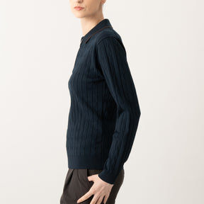 ZHG-W6A4c | SOLOTEX® Cable-Knit Long Sleeve Polo Shirts 85379