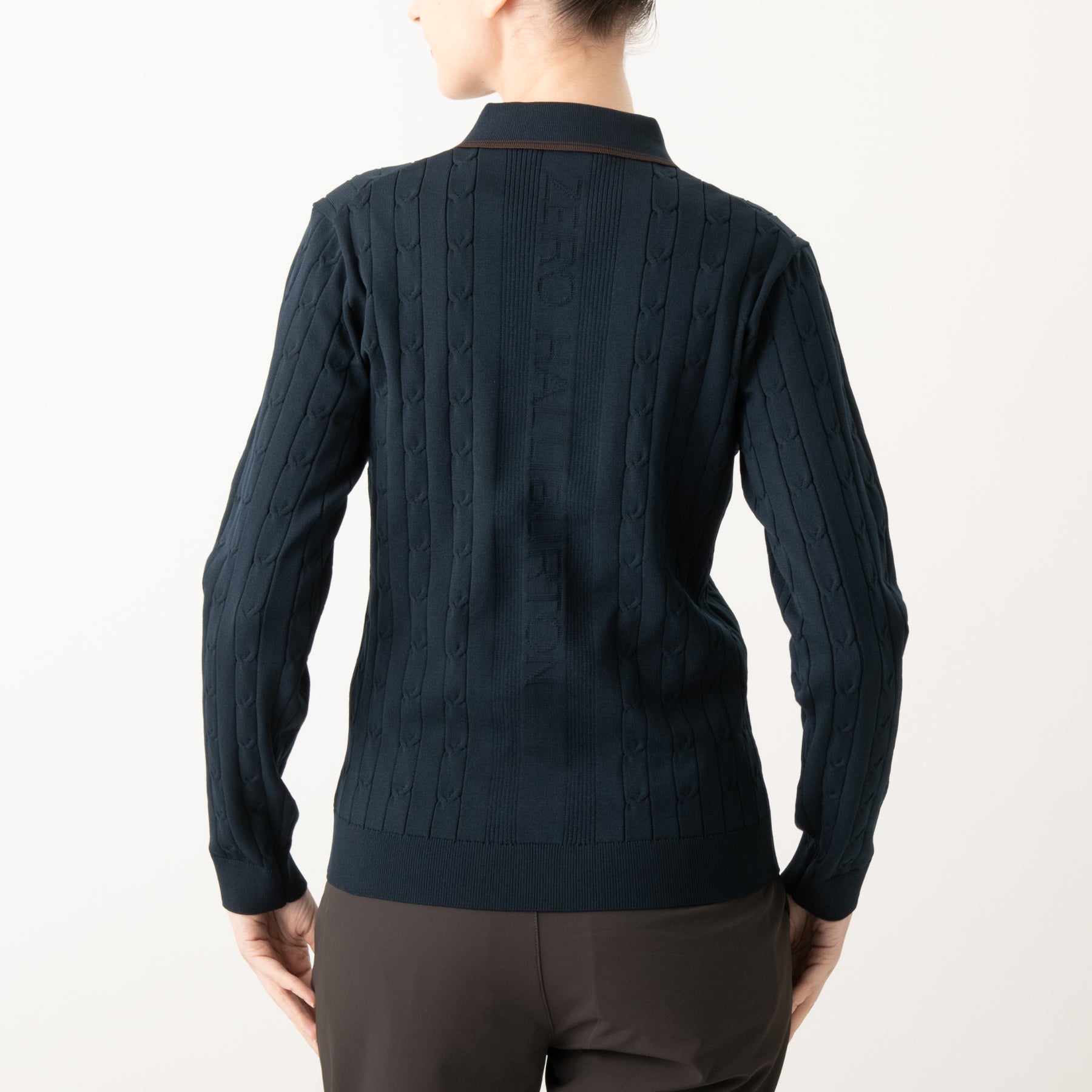 ZHG-W6A4c | SOLOTEX® Cable-Knit Long Sleeve Polo Shirts 85379