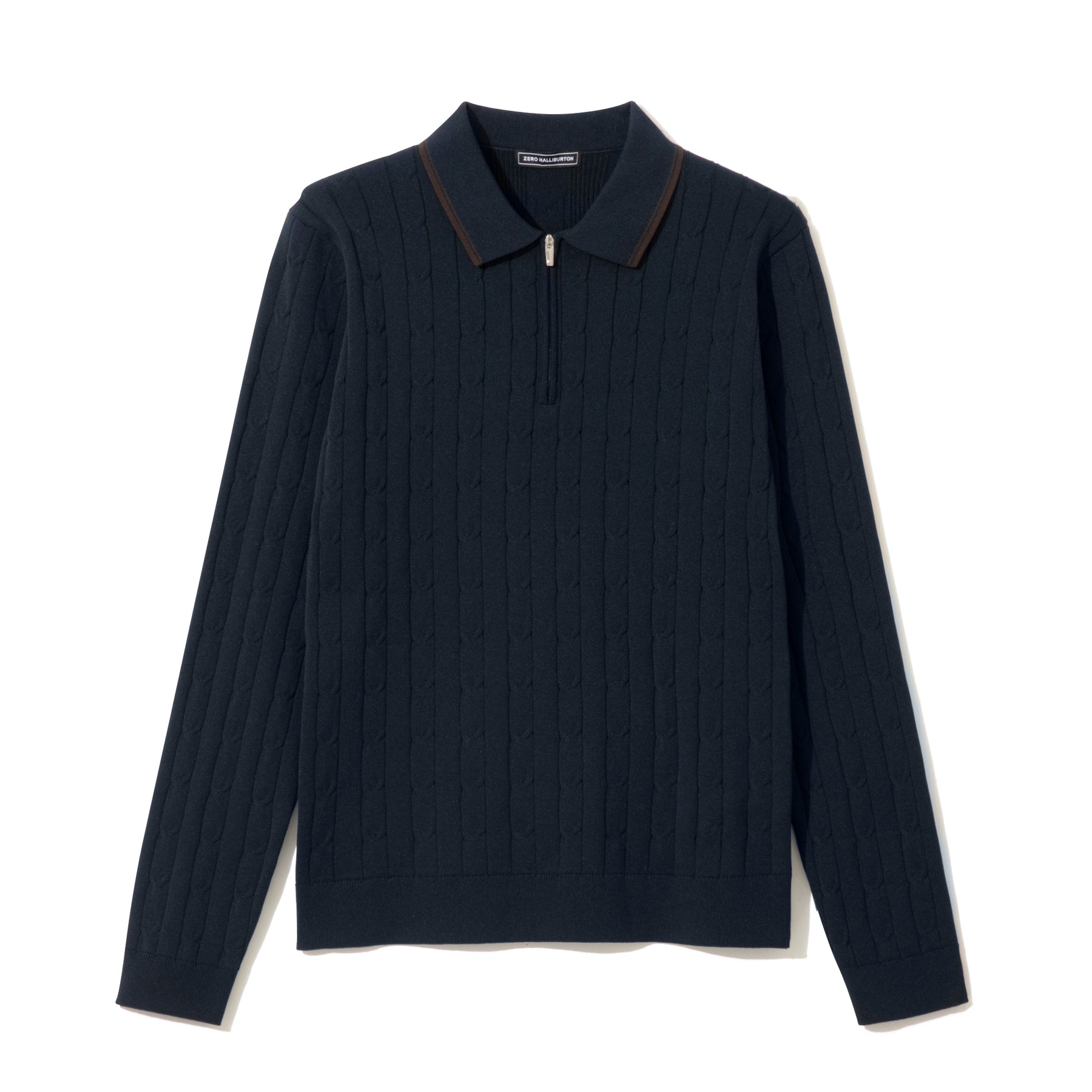 ZHG-W6A4c | SOLOTEX® Cable-Knit Long Sleeve Polo Shirts 85379