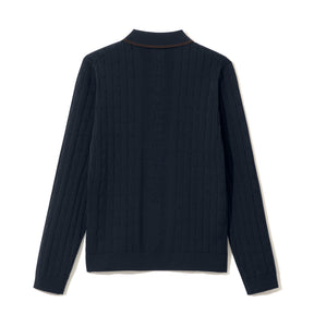 ZHG-W6A4c | SOLOTEX® Cable-Knit Long Sleeve Polo Shirts 85379