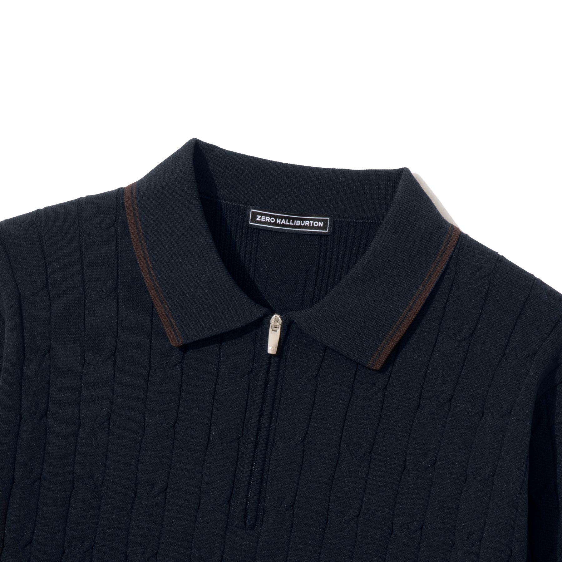 ZHG-W6A4c | SOLOTEX® Cable-Knit Long Sleeve Polo Shirts 85379