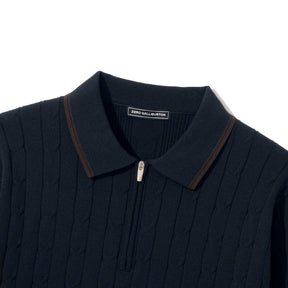 ZHG-W6A4c | SOLOTEX® Cable-Knit Long Sleeve Polo Shirts 85379