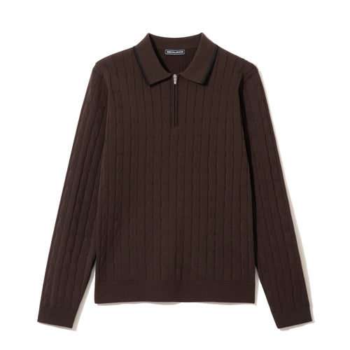 ZHG-W6A4c | SOLOTEX® Cable-Knit Long Sleeve Polo Shirts 85379