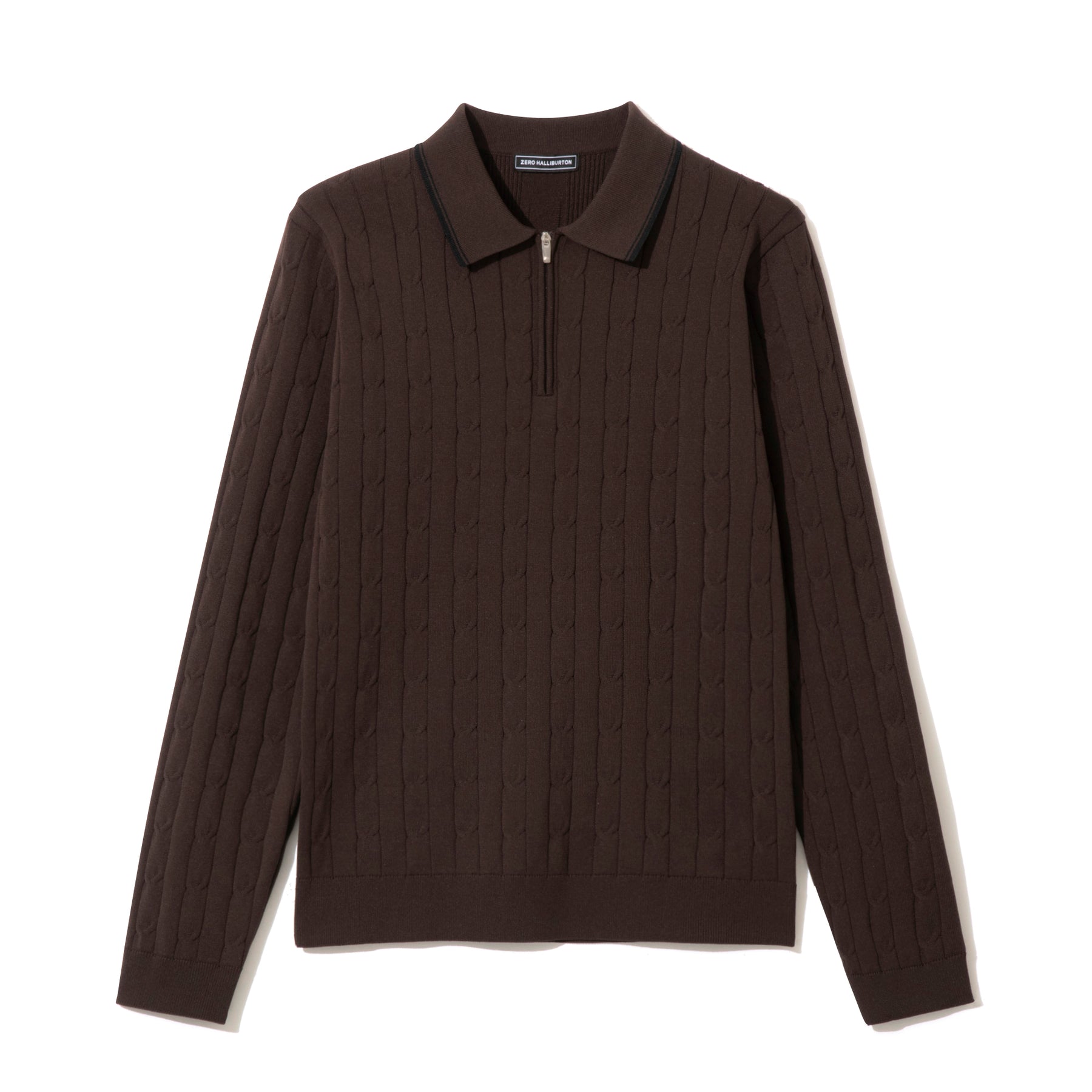 ZHG-W6A4c | SOLOTEX® Cable-Knit Long Sleeve Polo Shirts 85379