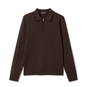 ZHG-W6A4c | SOLOTEX® Cable-Knit Long Sleeve Polo Shirts 85379